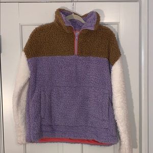 Gap Women’s Fuzzy Color-block 1/4 zip sweatshirt